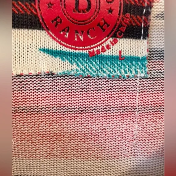 Double D Ranch Colorful Serape Poncho with Fringe - Picture 6 of 6